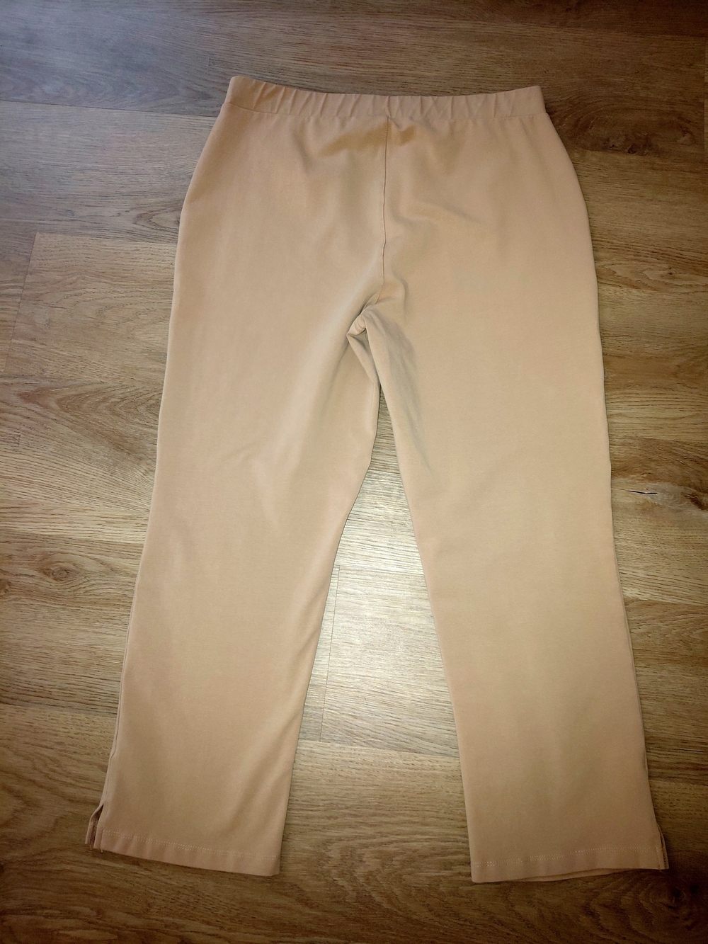 EUC Sz M Susan Graver Weekend StretchyCropped Pull-On Pants With Pockets In Tan - Picture 2 of 11